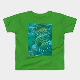 Tropical Palm Tree Green Leaves Branches on blue sky Aloha Kids T-Shirt